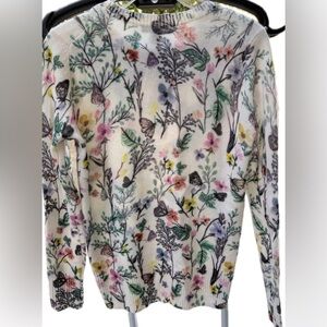Saks Fifth Avenue Multicolor Floral Cashmere Sweater